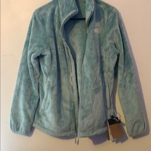 North face green zip up jacket